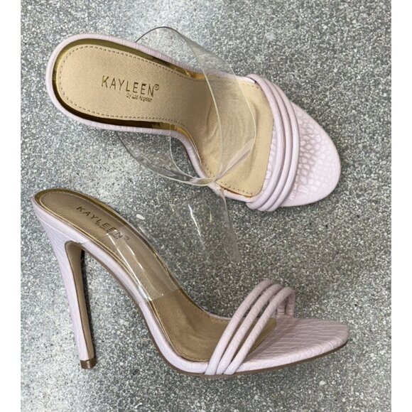 KAYLEEN / Berkley-16 / Pink / High Heeled Sandals With Clear / Strap Detail - Picture 8 of 11